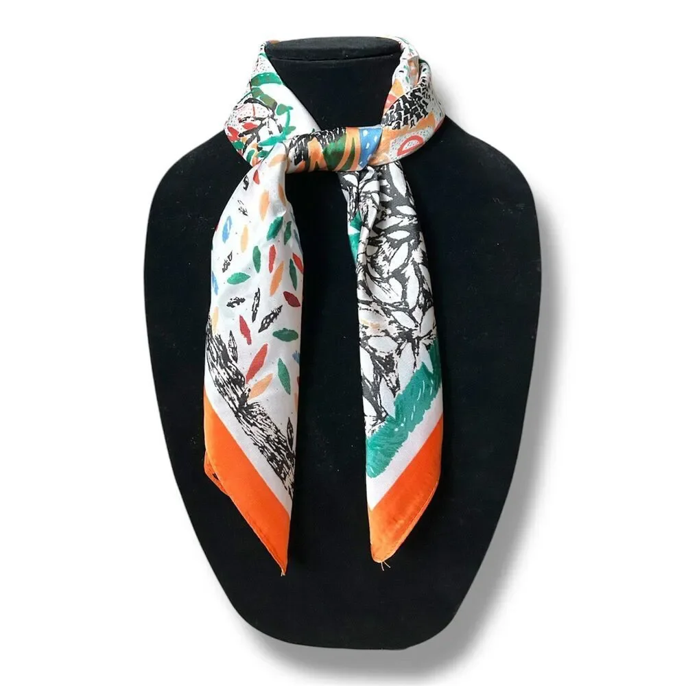 Orange Edges Multicolor Square Scarf 27” X 27” Scarve Unisex Elegant Fashion